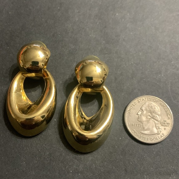 Gold Door Knocker Post Earrings - Picture 3 of 4